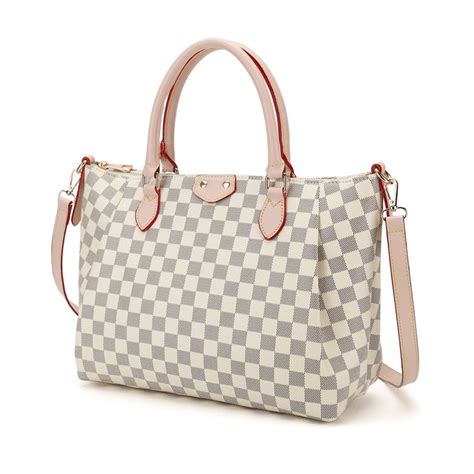 louis vuitton shoulder handbag white|louis vuitton white checkered bag.